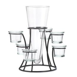 Accent Plus Glass Vase with Six Glass Candle Holders