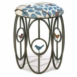 Accent Plus Metal Oval Frame Stool with Birds