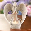 Wings of Devotion Sand-Look Angelic Candle Holder