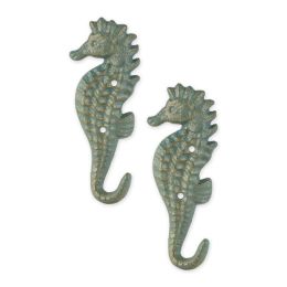 Accent Plus Cast Iron Seahorse Wall Hooks - Set of 2