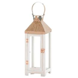 Nikki Chu Rose Gold Hammered Top Candle Lantern - 18.5 inches