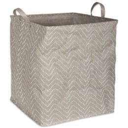 DII PE-Coated Square Woven Paper Bin with Gray Chevrons - 19 inches
