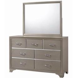 7 Drawers Dresser Chest & Mirror Set Storage Cabinet