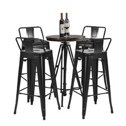 30" Set of 4 Metal Height Barstools with Low Back
