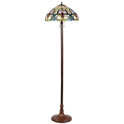 Tiffany-Style 2 Light Lamp w/ 18" Stained Glass Shade